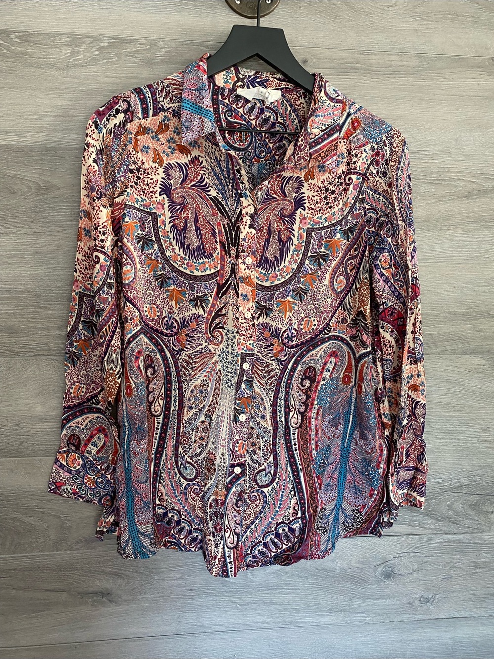 Ba&sh Patterned Button Front Long Sleeve Top